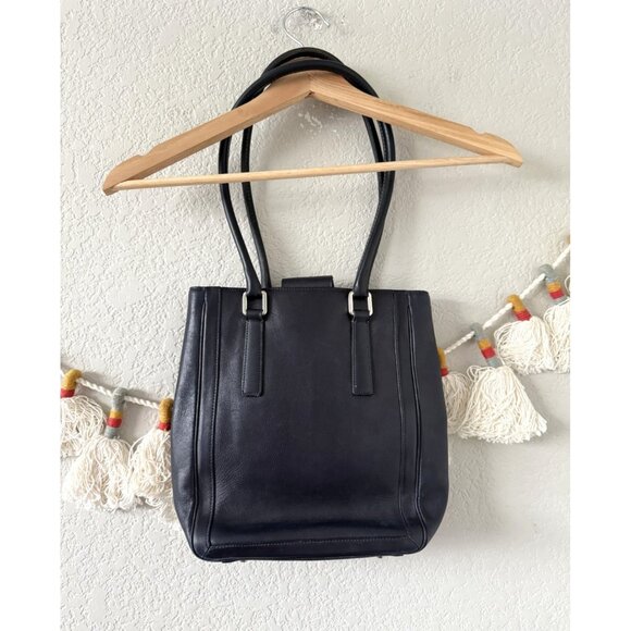 Vintage Coach Bonnie Legacy Slim Leather Shoulder Handbag Y2k Navy 9422 - Picture 3 of 9